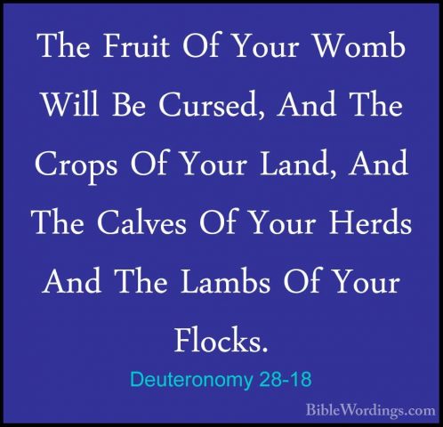 Deuteronomy 28-18 - The Fruit Of Your Womb Will Be Cursed, And ThThe Fruit Of Your Womb Will Be Cursed, And The Crops Of Your Land, And The Calves Of Your Herds And The Lambs Of Your Flocks. 