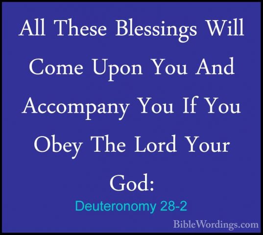 Deuteronomy 28-2 - All These Blessings Will Come Upon You And AccAll These Blessings Will Come Upon You And Accompany You If You Obey The Lord Your God: 