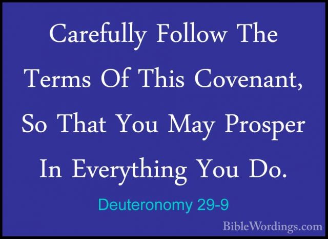 Deuteronomy 29-9 - Carefully Follow The Terms Of This Covenant, SCarefully Follow The Terms Of This Covenant, So That You May Prosper In Everything You Do. 