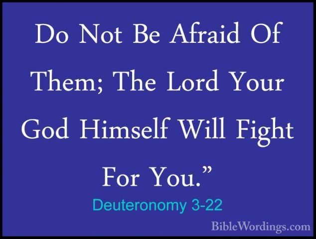 Deuteronomy 3-22 - Do Not Be Afraid Of Them; The Lord Your God HiDo Not Be Afraid Of Them; The Lord Your God Himself Will Fight For You." 