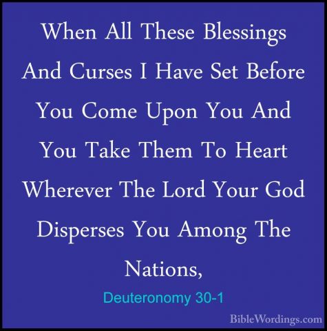 Deuteronomy 30-1 - When All These Blessings And Curses I Have SetWhen All These Blessings And Curses I Have Set Before You Come Upon You And You Take Them To Heart Wherever The Lord Your God Disperses You Among The Nations, 