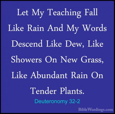 Deuteronomy 32-2 - Let My Teaching Fall Like Rain And My Words DeLet My Teaching Fall Like Rain And My Words Descend Like Dew, Like Showers On New Grass, Like Abundant Rain On Tender Plants. 