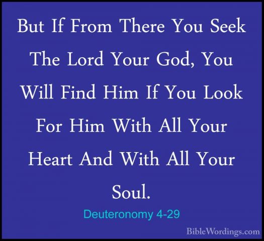 Deuteronomy 4-29 - But If From There You Seek The Lord Your God,But If From There You Seek The Lord Your God, You Will Find Him If You Look For Him With All Your Heart And With All Your Soul. 
