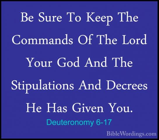 Deuteronomy 6-17 - Be Sure To Keep The Commands Of The Lord YourBe Sure To Keep The Commands Of The Lord Your God And The Stipulations And Decrees He Has Given You. 
