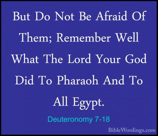 Deuteronomy 7-18 - But Do Not Be Afraid Of Them; Remember Well WhBut Do Not Be Afraid Of Them; Remember Well What The Lord Your God Did To Pharaoh And To All Egypt. 