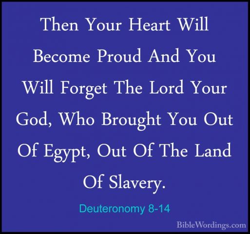 Deuteronomy 8-14 - Then Your Heart Will Become Proud And You WillThen Your Heart Will Become Proud And You Will Forget The Lord Your God, Who Brought You Out Of Egypt, Out Of The Land Of Slavery. 