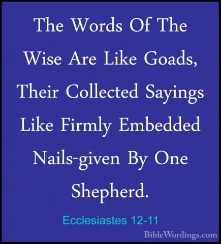 Ecclesiastes 12-11 - The Words Of The Wise Are Like Goads, TheirThe Words Of The Wise Are Like Goads, Their Collected Sayings Like Firmly Embedded Nails-given By One Shepherd. 