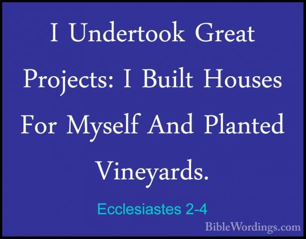 Ecclesiastes 2-4 - I Undertook Great Projects: I Built Houses ForI Undertook Great Projects: I Built Houses For Myself And Planted Vineyards. 