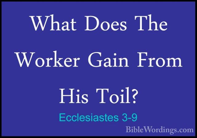 Ecclesiastes 3-9 - What Does The Worker Gain From His Toil?What Does The Worker Gain From His Toil? 