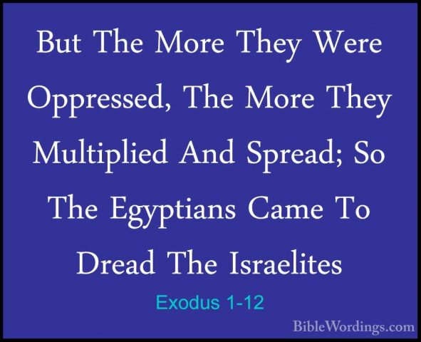 Exodus 1-12 - But The More They Were Oppressed, The More They MulBut The More They Were Oppressed, The More They Multiplied And Spread; So The Egyptians Came To Dread The Israelites 