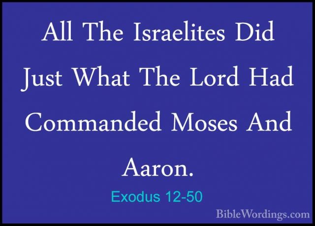 Exodus 12-50 - All The Israelites Did Just What The Lord Had CommAll The Israelites Did Just What The Lord Had Commanded Moses And Aaron. 