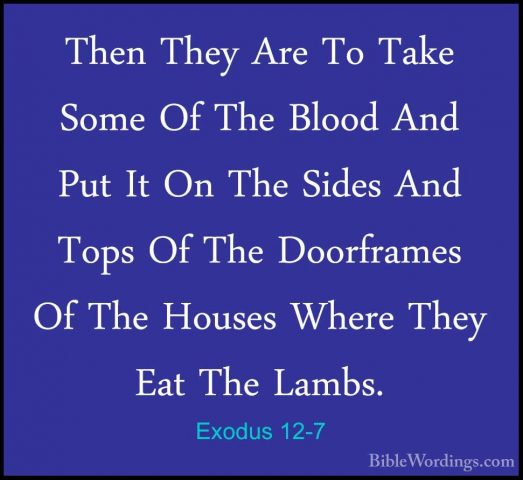 Exodus 12-7 - Then They Are To Take Some Of The Blood And Put ItThen They Are To Take Some Of The Blood And Put It On The Sides And Tops Of The Doorframes Of The Houses Where They Eat The Lambs. 