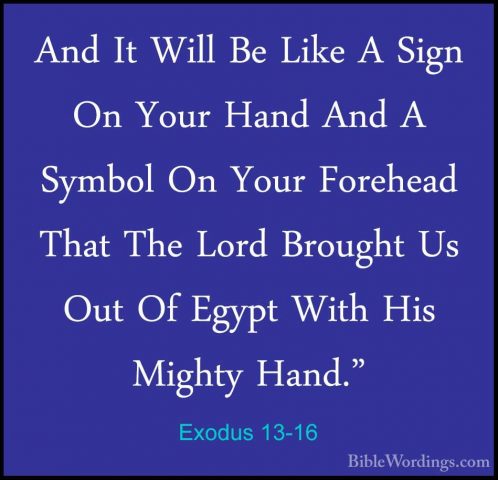 Exodus 13-16 - And It Will Be Like A Sign On Your Hand And A SymbAnd It Will Be Like A Sign On Your Hand And A Symbol On Your Forehead That The Lord Brought Us Out Of Egypt With His Mighty Hand." 