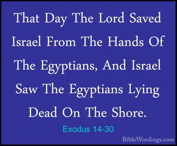 Exodus 14-30 - That Day The Lord Saved Israel From The Hands Of TThat Day The Lord Saved Israel From The Hands Of The Egyptians, And Israel Saw The Egyptians Lying Dead On The Shore. 
