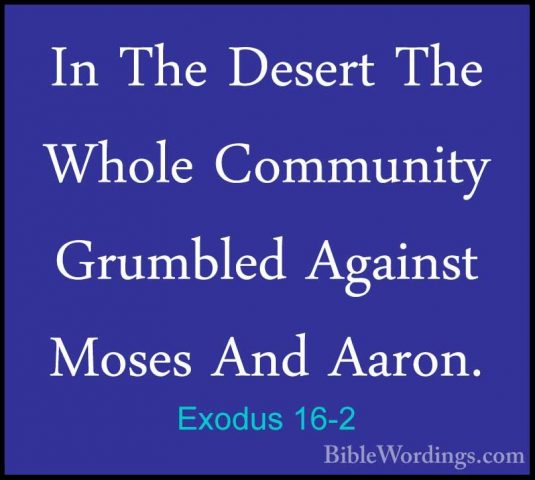 Exodus 16-2 - In The Desert The Whole Community Grumbled AgainstIn The Desert The Whole Community Grumbled Against Moses And Aaron. 
