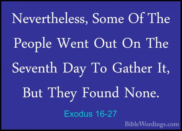 Exodus 16-27 - Nevertheless, Some Of The People Went Out On The SNevertheless, Some Of The People Went Out On The Seventh Day To Gather It, But They Found None. 
