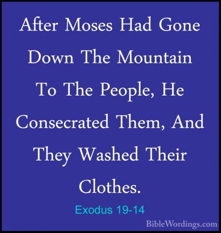 Exodus 19-14 - After Moses Had Gone Down The Mountain To The PeopAfter Moses Had Gone Down The Mountain To The People, He Consecrated Them, And They Washed Their Clothes. 