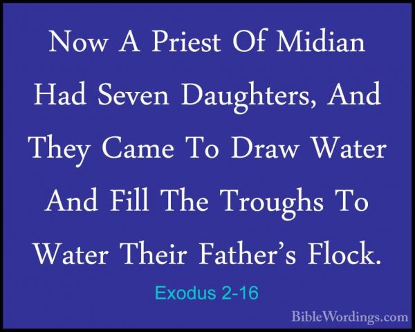 Exodus 2-16 - Now A Priest Of Midian Had Seven Daughters, And TheNow A Priest Of Midian Had Seven Daughters, And They Came To Draw Water And Fill The Troughs To Water Their Father's Flock. 