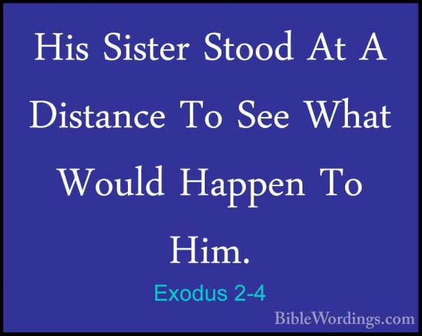 Exodus 2-4 - His Sister Stood At A Distance To See What Would HapHis Sister Stood At A Distance To See What Would Happen To Him. 