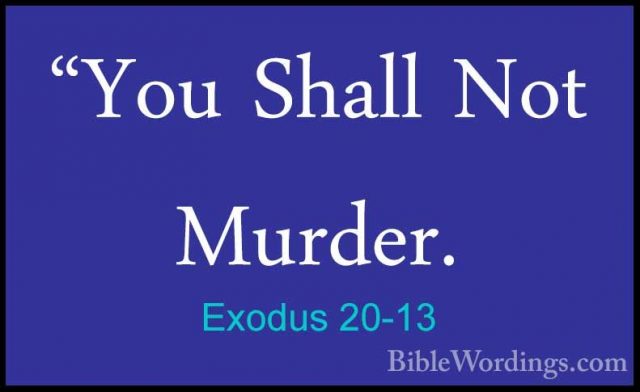 Exodus 20-13 - "You Shall Not Murder."You Shall Not Murder. 