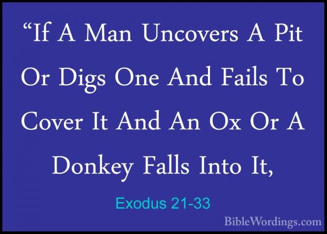 Exodus 21-33 - "If A Man Uncovers A Pit Or Digs One And Fails To"If A Man Uncovers A Pit Or Digs One And Fails To Cover It And An Ox Or A Donkey Falls Into It, 