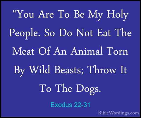 Exodus 22-31 - "You Are To Be My Holy People. So Do Not Eat The M"You Are To Be My Holy People. So Do Not Eat The Meat Of An Animal Torn By Wild Beasts; Throw It To The Dogs.