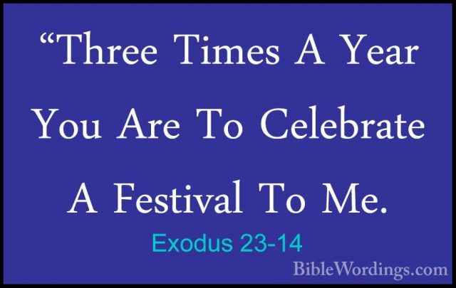 Exodus 23-14 - "Three Times A Year You Are To Celebrate A Festiva"Three Times A Year You Are To Celebrate A Festival To Me. 