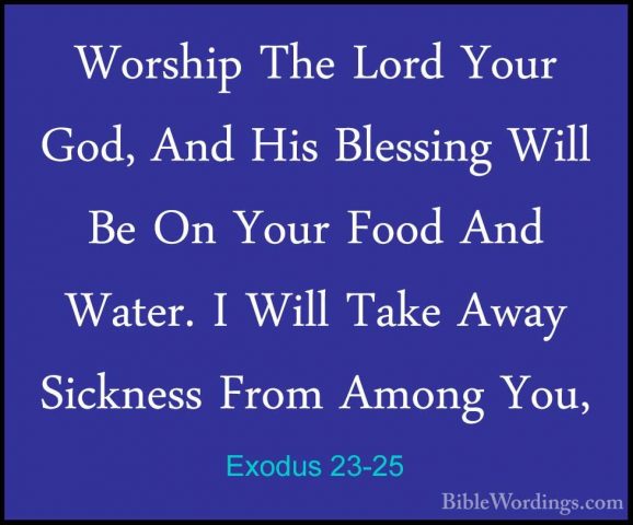 Exodus 23-25 - Worship The Lord Your God, And His Blessing Will BWorship The Lord Your God, And His Blessing Will Be On Your Food And Water. I Will Take Away Sickness From Among You, 