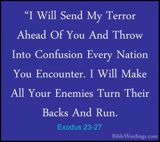 Exodus 23-27 - "I Will Send My Terror Ahead Of You And Throw Into"I Will Send My Terror Ahead Of You And Throw Into Confusion Every Nation You Encounter. I Will Make All Your Enemies Turn Their Backs And Run. 