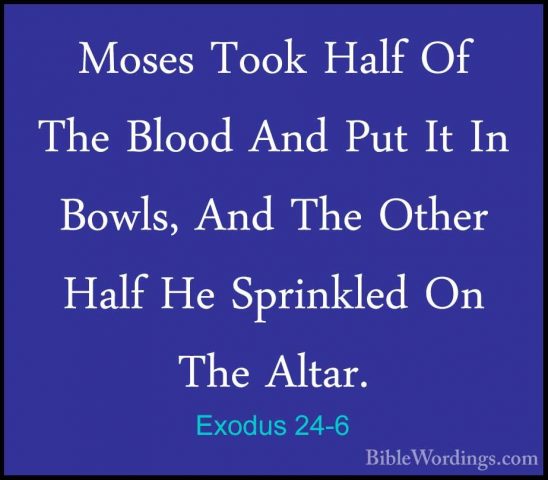 Exodus 24-6 - Moses Took Half Of The Blood And Put It In Bowls, AMoses Took Half Of The Blood And Put It In Bowls, And The Other Half He Sprinkled On The Altar. 