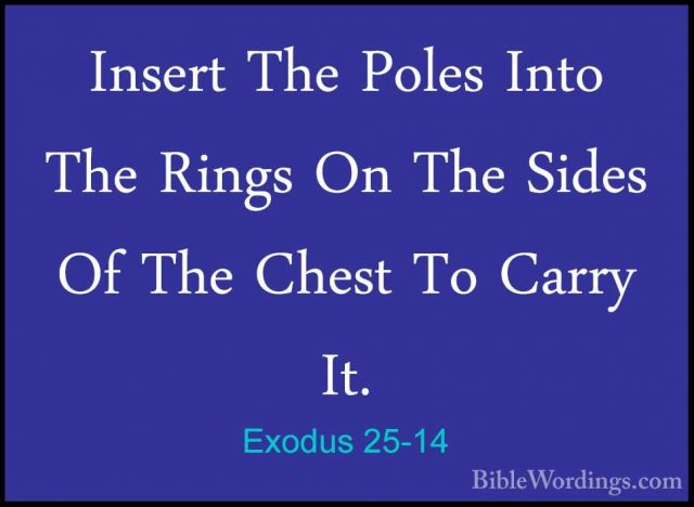 Exodus 25-14 - Insert The Poles Into The Rings On The Sides Of ThInsert The Poles Into The Rings On The Sides Of The Chest To Carry It. 