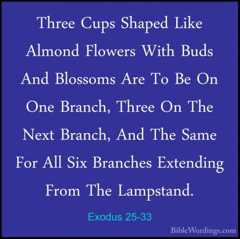 Exodus 25-33 - Three Cups Shaped Like Almond Flowers With Buds AnThree Cups Shaped Like Almond Flowers With Buds And Blossoms Are To Be On One Branch, Three On The Next Branch, And The Same For All Six Branches Extending From The Lampstand. 