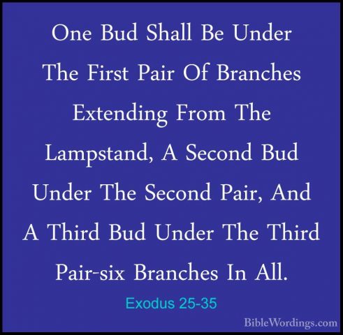 Exodus 25-35 - One Bud Shall Be Under The First Pair Of BranchesOne Bud Shall Be Under The First Pair Of Branches Extending From The Lampstand, A Second Bud Under The Second Pair, And A Third Bud Under The Third Pair-six Branches In All. 