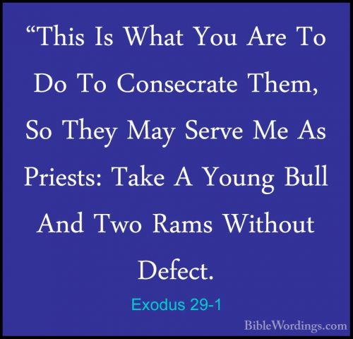Exodus 29-1 - "This Is What You Are To Do To Consecrate Them, So"This Is What You Are To Do To Consecrate Them, So They May Serve Me As Priests: Take A Young Bull And Two Rams Without Defect. 