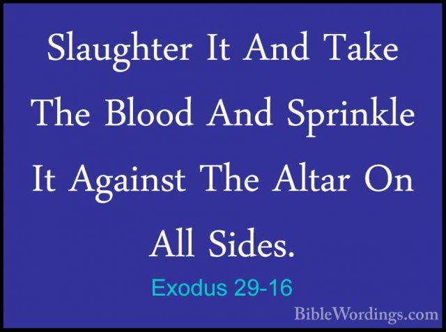 Exodus 29-16 - Slaughter It And Take The Blood And Sprinkle It AgSlaughter It And Take The Blood And Sprinkle It Against The Altar On All Sides. 