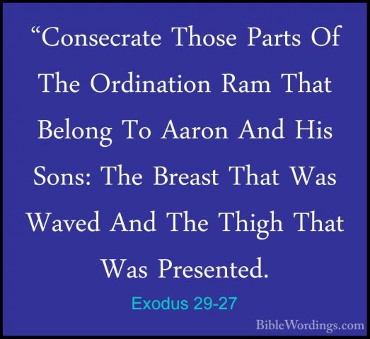 Exodus 29-27 - "Consecrate Those Parts Of The Ordination Ram That"Consecrate Those Parts Of The Ordination Ram That Belong To Aaron And His Sons: The Breast That Was Waved And The Thigh That Was Presented. 