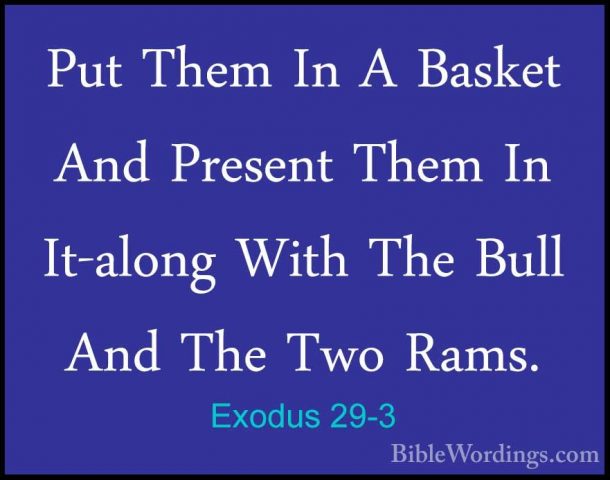Exodus 29-3 - Put Them In A Basket And Present Them In It-along WPut Them In A Basket And Present Them In It-along With The Bull And The Two Rams. 