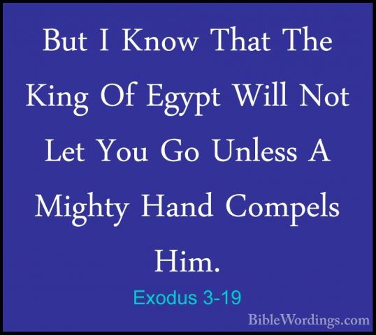 Exodus 3-19 - But I Know That The King Of Egypt Will Not Let YouBut I Know That The King Of Egypt Will Not Let You Go Unless A Mighty Hand Compels Him. 
