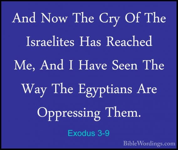 Exodus 3-9 - And Now The Cry Of The Israelites Has Reached Me, AnAnd Now The Cry Of The Israelites Has Reached Me, And I Have Seen The Way The Egyptians Are Oppressing Them. 