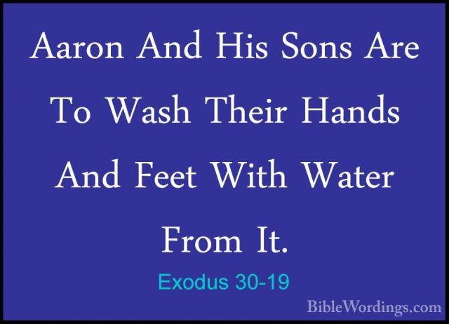 Exodus 30-19 - Aaron And His Sons Are To Wash Their Hands And FeeAaron And His Sons Are To Wash Their Hands And Feet With Water From It. 