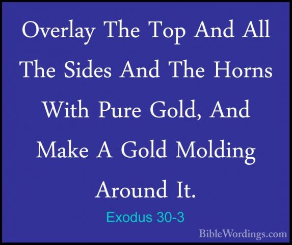 Exodus 30-3 - Overlay The Top And All The Sides And The Horns WitOverlay The Top And All The Sides And The Horns With Pure Gold, And Make A Gold Molding Around It. 