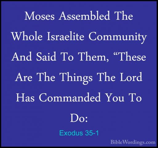 Exodus 35-1 - Moses Assembled The Whole Israelite Community And SMoses Assembled The Whole Israelite Community And Said To Them, "These Are The Things The Lord Has Commanded You To Do: 
