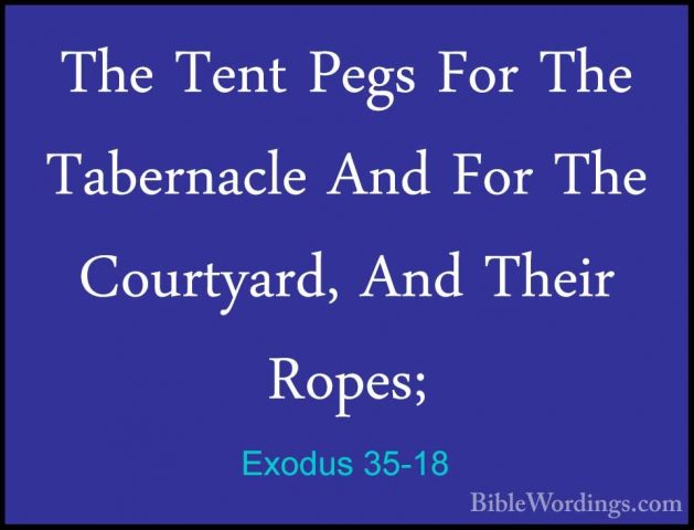Exodus 35-18 - The Tent Pegs For The Tabernacle And For The CourtThe Tent Pegs For The Tabernacle And For The Courtyard, And Their Ropes; 
