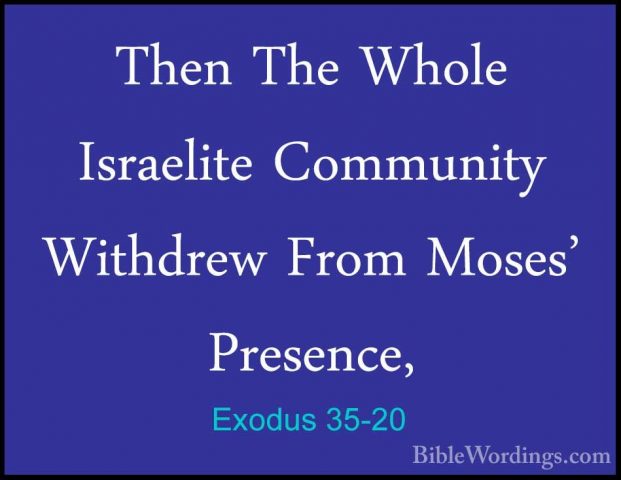 Exodus 35-20 - Then The Whole Israelite Community Withdrew From MThen The Whole Israelite Community Withdrew From Moses' Presence, 