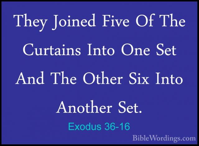 Exodus 36-16 - They Joined Five Of The Curtains Into One Set AndThey Joined Five Of The Curtains Into One Set And The Other Six Into Another Set. 