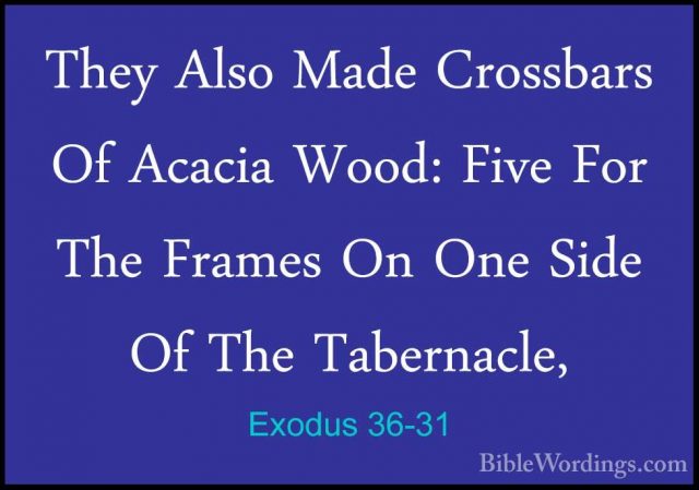 Exodus 36-31 - They Also Made Crossbars Of Acacia Wood: Five ForThey Also Made Crossbars Of Acacia Wood: Five For The Frames On One Side Of The Tabernacle, 