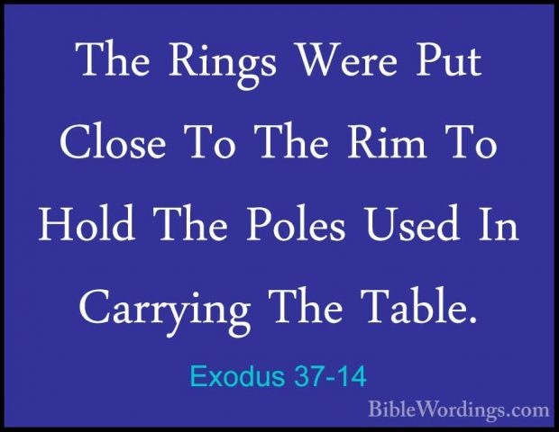 Exodus 37-14 - The Rings Were Put Close To The Rim To Hold The PoThe Rings Were Put Close To The Rim To Hold The Poles Used In Carrying The Table. 