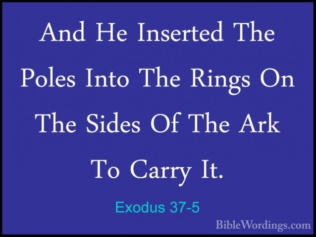 Exodus 37-5 - And He Inserted The Poles Into The Rings On The SidAnd He Inserted The Poles Into The Rings On The Sides Of The Ark To Carry It. 