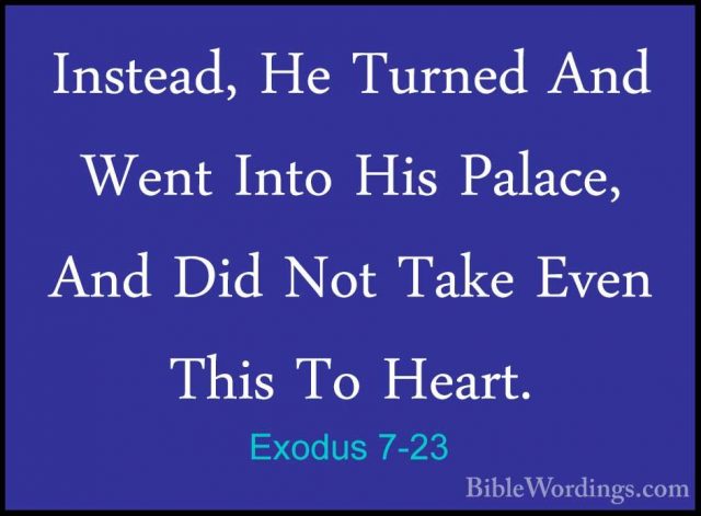 Exodus 7-23 - Instead, He Turned And Went Into His Palace, And DiInstead, He Turned And Went Into His Palace, And Did Not Take Even This To Heart. 