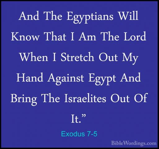 Exodus 7-5 - And The Egyptians Will Know That I Am The Lord WhenAnd The Egyptians Will Know That I Am The Lord When I Stretch Out My Hand Against Egypt And Bring The Israelites Out Of It." 